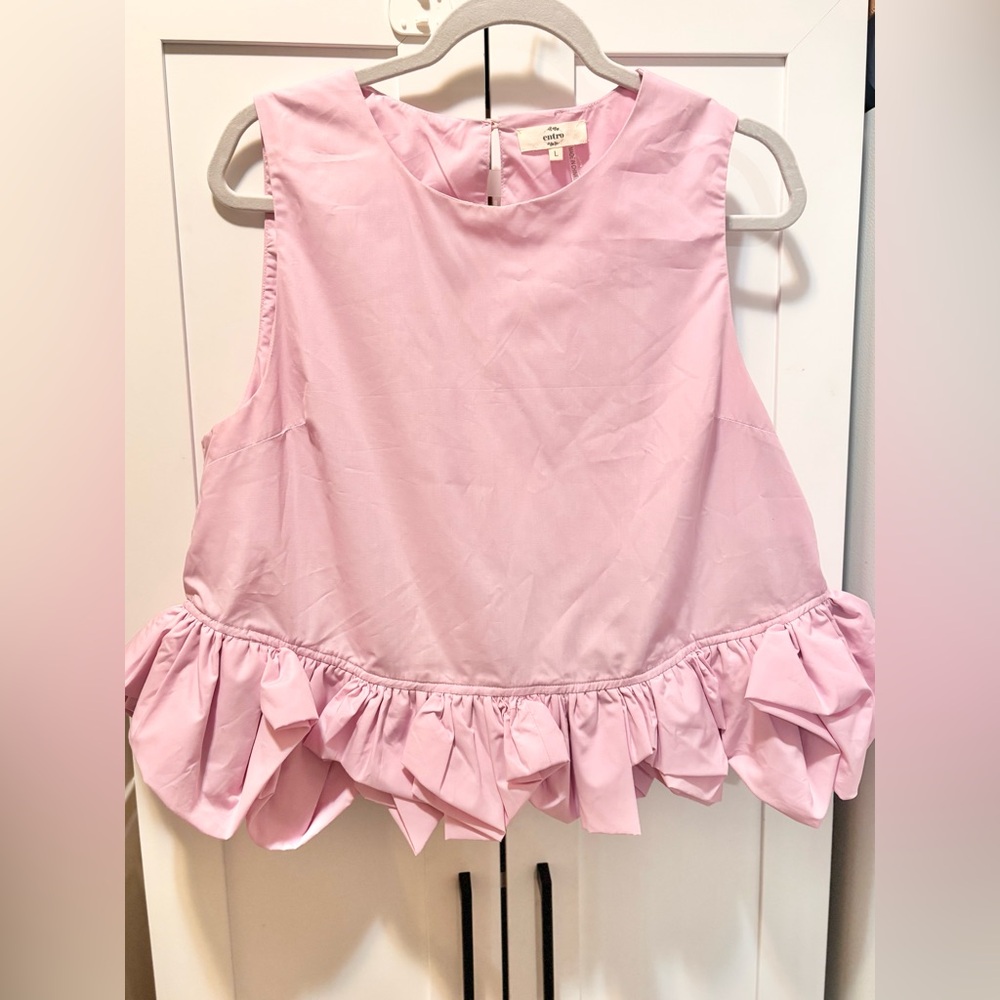Entro Pink Ruffled Sleeveless Top